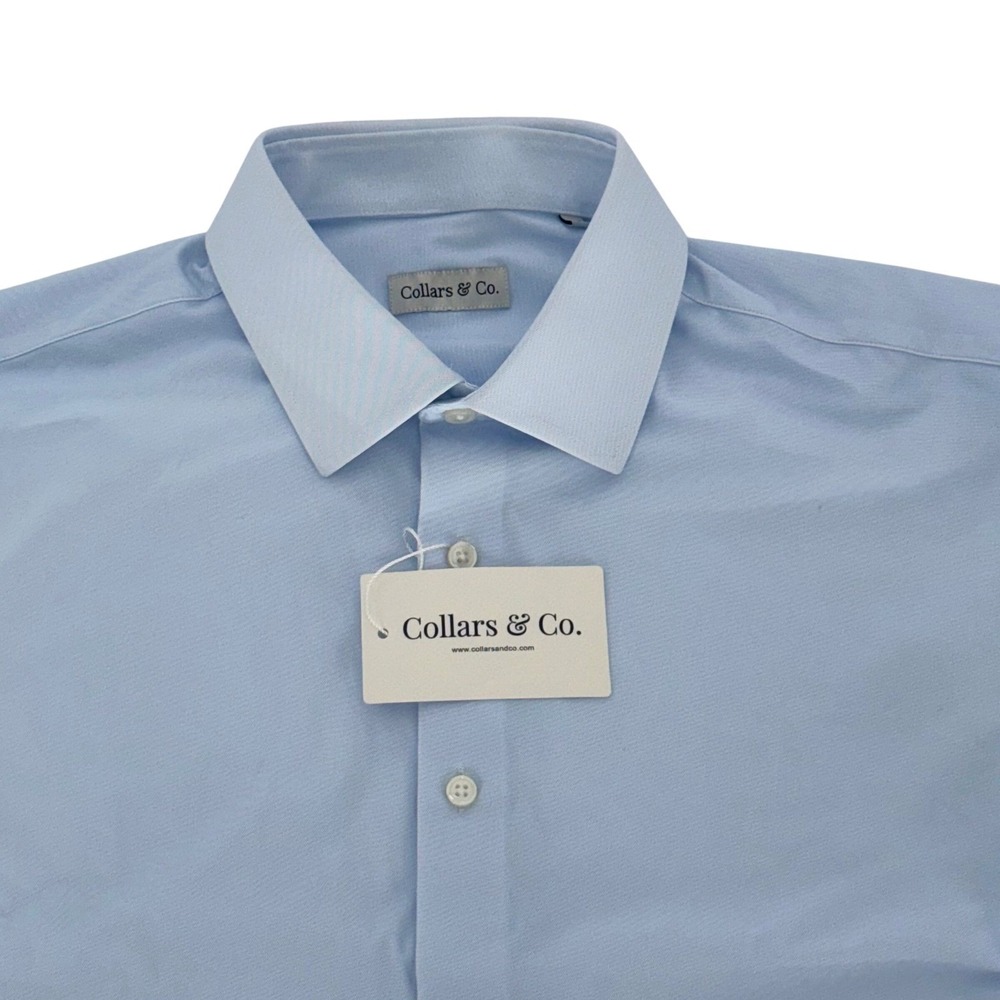 Collars & Co Mens Dress Collar Button up Shirt Light Blue Long Sleeve NWT Large